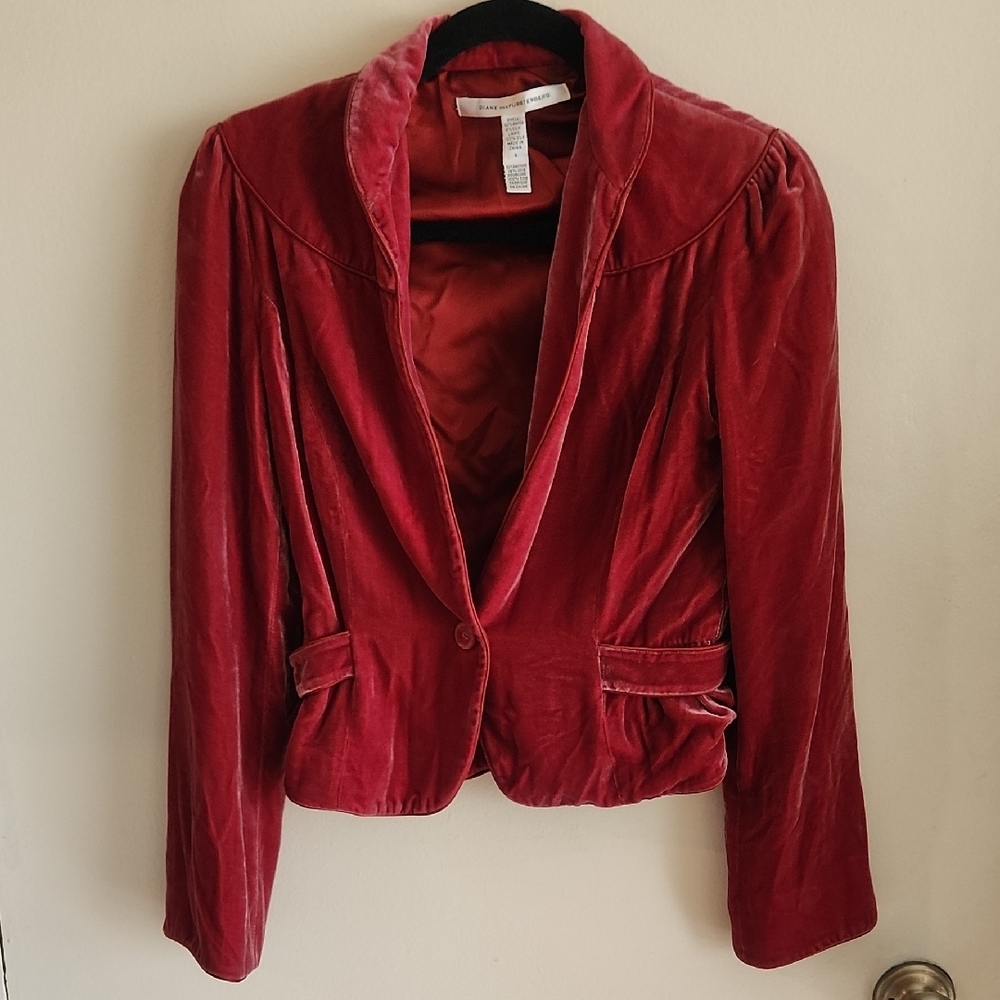 DIANE VON FURSTENBURG Vintage Red Velvet Women's Jacket